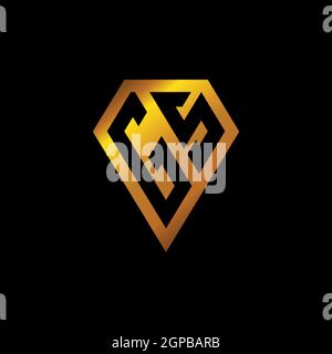 GS logo with golden diamond shape style vector, monogram geometric golden shape style isolated in black background Stock Vector
