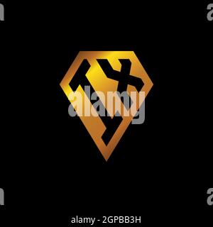 IX logo with golden diamond shape style vector, monogram geometric golden shape style isolated in black background Stock Vector