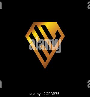 KL logo with golden diamond shape style vector, monogram geometric golden shape style isolated in black background Stock Vector