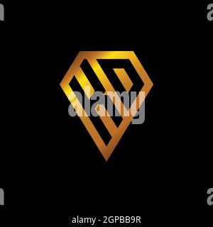 KO logo with golden diamond shape style vector, monogram geometric golden shape style isolated in black background Stock Vector