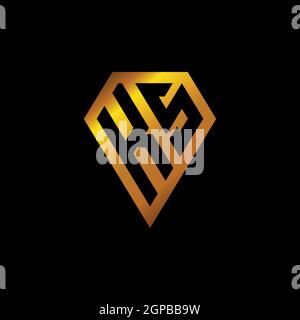 KS logo with golden diamond shape style vector, monogram geometric golden shape style isolated in black background Stock Vector