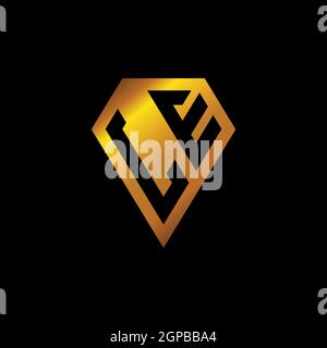 LE logo with golden diamond shape style vector, monogram geometric golden shape style isolated in black background Stock Vector