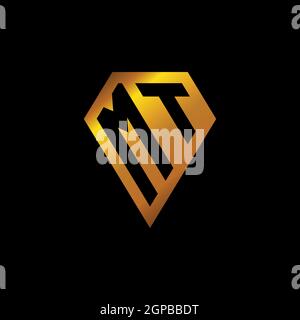 MI logo with golden diamond shape style vector, monogram geometric golden shape style isolated in black background Stock Vector