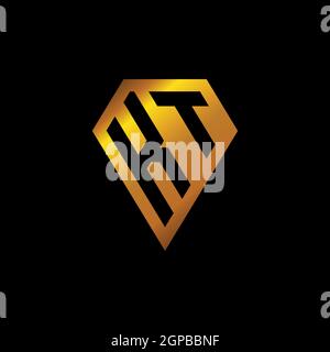 KI logo with golden diamond shape style vector, monogram geometric golden shape style isolated in black background Stock Vector