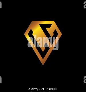 LC logo with golden diamond shape style vector, monogram geometric golden shape style isolated in black background Stock Vector