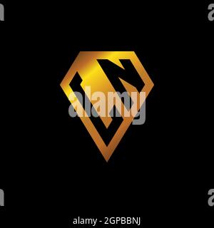 LN logo with golden diamond shape style vector, monogram geometric golden shape style isolated in black background Stock Vector