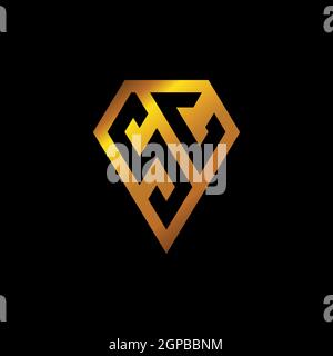 SC logo with golden diamond shape style vector, monogram geometric golden shape style isolated in black background Stock Vector