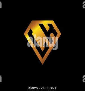 LK logo with golden diamond shape style vector, monogram geometric golden shape style isolated in black background Stock Vector