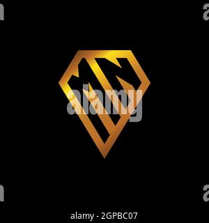 MN logo with golden diamond shape style vector, monogram geometric golden shape style isolated in black background Stock Vector