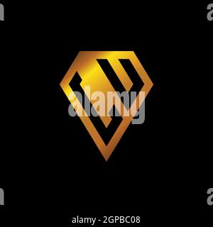 LU logo with golden diamond shape style vector, monogram geometric golden shape style isolated in black background Stock Vector