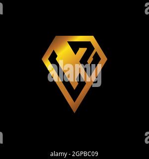 LZ logo with golden diamond shape style vector, monogram geometric golden shape style isolated in black background Stock Vector