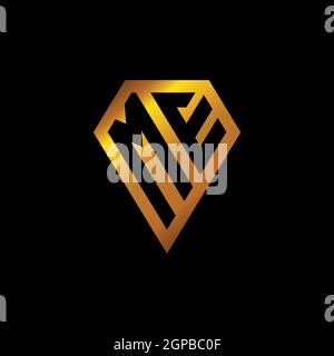 ME logo with golden diamond shape style vector, monogram geometric golden shape style isolated in black background Stock Vector