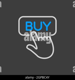 Finger pointing to buy sign icon. E-commerce sign. Graph symbol for your web site design, logo, app, UI. Vector illustration, EPS10. Stock Photo