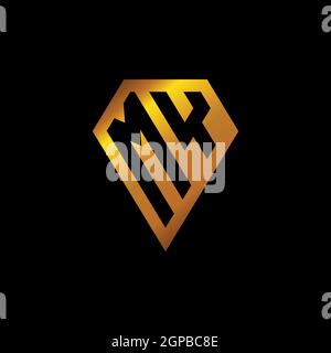 MY logo with golden diamond shape style vector, monogram geometric golden shape style isolated in black background Stock Vector