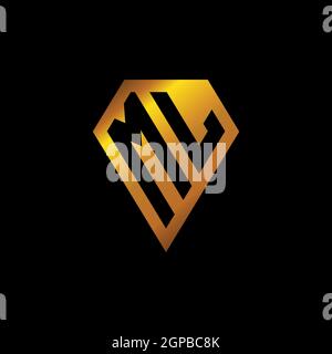 ML logo with golden diamond shape style vector, monogram geometric golden shape style isolated in black background Stock Vector