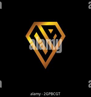 OB logo with golden diamond shape style vector, monogram geometric golden shape style isolated in black background Stock Vector