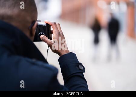 Private Detective Spying On Cheating Woman Wife Stock Photo