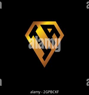 IA logo with golden diamond shape style vector, monogram geometric golden shape style isolated in black background Stock Vector