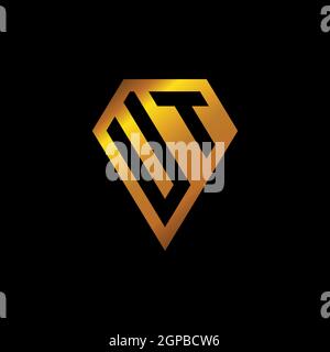 UI logo with golden diamond shape style vector, monogram geometric golden shape style isolated in black background Stock Vector