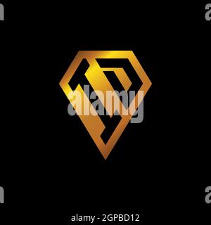ID logo with golden diamond shape style vector, monogram geometric golden shape style isolated in black background Stock Vector
