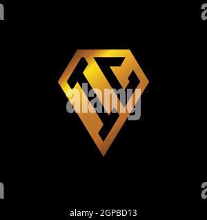 IC logo with golden diamond shape style vector, monogram geometric golden shape style isolated in black background Stock Vector