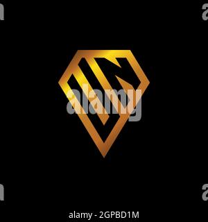 UN logo with golden diamond shape style vector, monogram geometric golden shape style isolated in black background Stock Vector