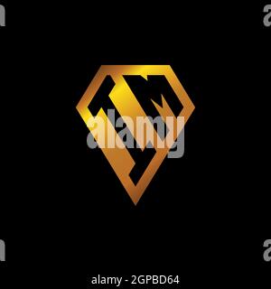 IM logo with golden diamond shape style vector, monogram geometric golden shape style isolated in black background Stock Vector