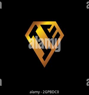 IE logo with golden diamond shape style vector, monogram geometric golden shape style isolated in black background Stock Vector