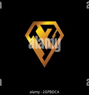 IZ logo with golden diamond shape style vector, monogram geometric golden shape style isolated in black background Stock Vector