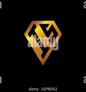 IS logo with golden diamond shape style vector, monogram geometric golden shape style isolated in black background Stock Vector
