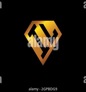 IL logo with golden diamond shape style vector, monogram geometric golden shape style isolated in black background Stock Vector