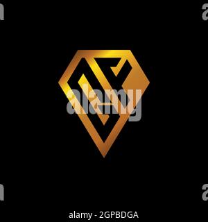 QF logo with golden diamond shape style vector, monogram geometric golden shape style isolated in black background Stock Vector