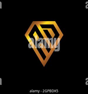 RD logo with golden diamond shape style vector, monogram geometric golden shape style isolated in black background Stock Vector