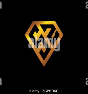 SZ logo with golden diamond shape style vector, monogram geometric golden shape style isolated in black background Stock Vector