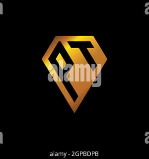 PI logo with golden diamond shape style vector, monogram geometric golden shape style isolated in black background Stock Vector