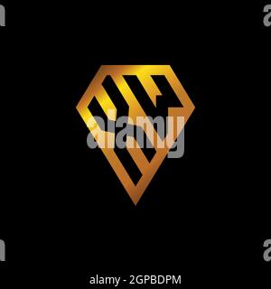XW logo with golden diamond shape style vector, monogram geometric golden shape style isolated in black background Stock Vector