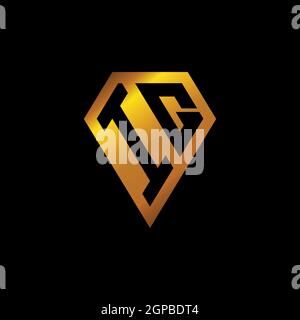 IQ logo with golden diamond shape style vector, monogram geometric golden shape style isolated in black background Stock Vector