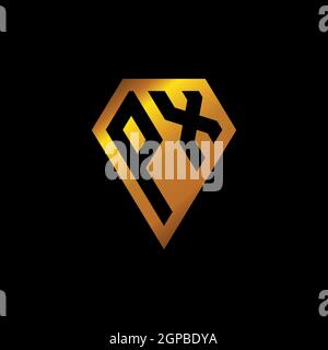 PX logo with golden diamond shape style vector, monogram geometric golden shape style isolated in black background Stock Vector