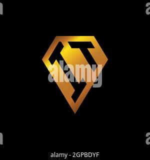 II logo with golden diamond shape style vector, monogram geometric golden shape style isolated in black background Stock Vector