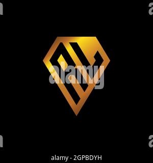 RL logo with golden diamond shape style vector, monogram geometric golden shape style isolated in black background Stock Vector