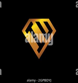 IU logo with golden diamond shape style vector, monogram geometric golden shape style isolated in black background Stock Vector