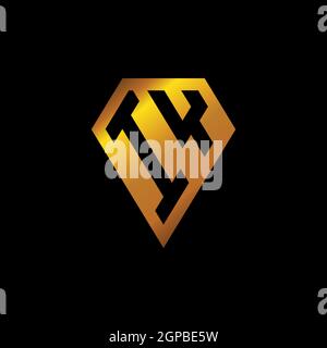 IY logo with golden diamond shape style vector, monogram geometric golden shape style isolated in black background Stock Vector