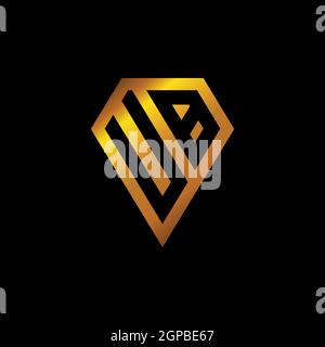 UB logo with golden diamond shape style vector, monogram geometric golden shape style isolated in black background Stock Vector