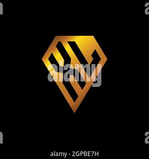 XL logo with golden diamond shape style vector, monogram geometric golden shape style isolated in black background Stock Vector
