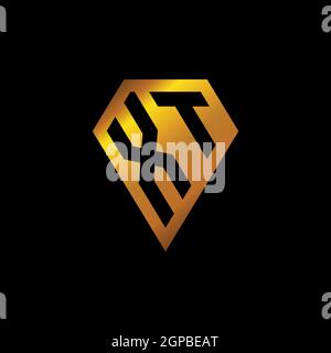 XI logo with golden diamond shape style vector, monogram geometric golden shape style isolated in black background Stock Vector