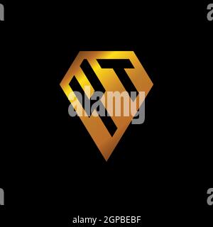 YI logo with golden diamond shape style vector, monogram geometric golden shape style isolated in black background Stock Vector