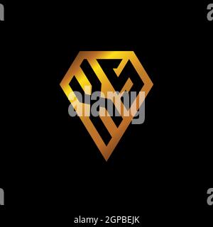 XS logo with golden diamond shape style vector, monogram geometric golden shape style isolated in black background Stock Vector