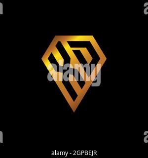 XD logo with golden diamond shape style vector, monogram geometric golden shape style isolated in black background Stock Vector