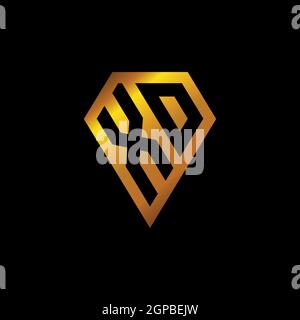 XO logo with golden diamond shape style vector, monogram geometric golden shape style isolated in black background Stock Vector