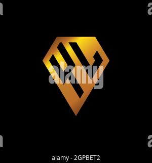 YL logo with golden diamond shape style vector, monogram geometric golden shape style isolated in black background Stock Vector